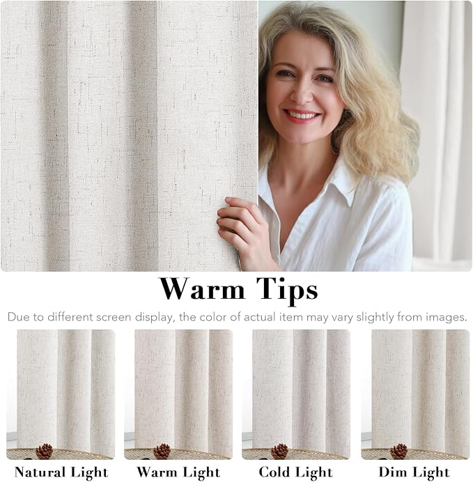 H.VERSAILTEX Sliding Door Curtains, Linen 100% Blackout Curtains Durable Thick - Image 5