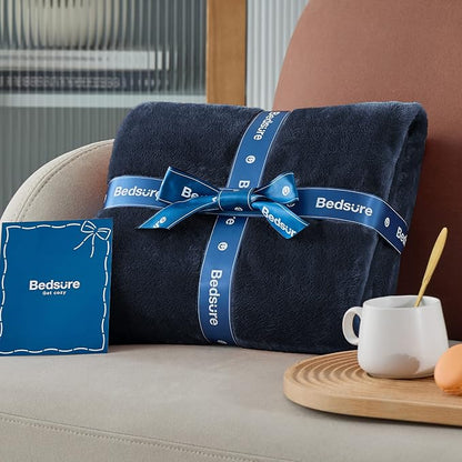 Bedsure GentleSoft Navy Blue Fleece Blankets King Size - Image 7