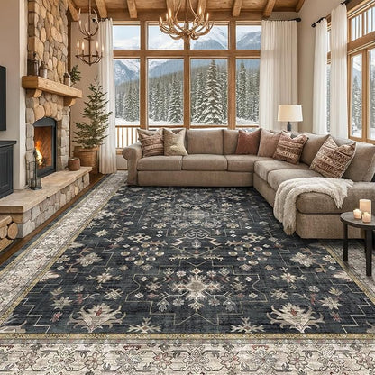 Boho Black Rug for Living Room - Image 8