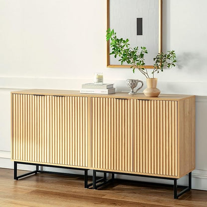 EYYTHUNG Fluted Cabinet with Storage, Sideboard Buffet Cabinet with Adjustable - Image 8