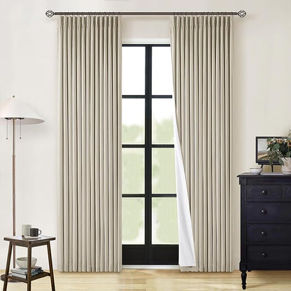 Burlywood Birch 100% Blackout Pinch Pleated Linen Curtains 84 Inches Long | by Twodrapes