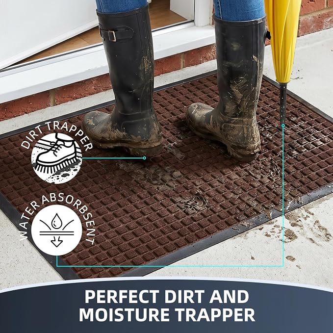 Front Door Mat Outside Entrance, Heavy Duty Waterproof Doormat | 31.5"x20" - Image 2