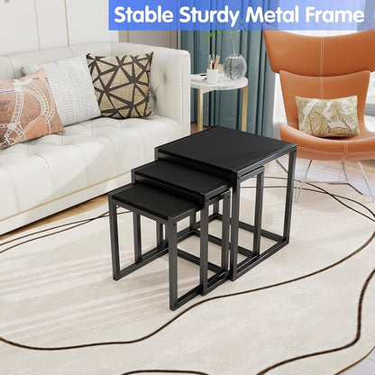Nesting Table Set of 3 Side Tables, Modern Coffee Table Stacking End Table - Image 6