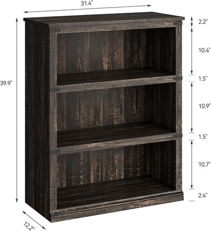 GarveeHome 3 Tier Farmhouse Bookcase, 39.9" Tall Book Shelf - Image 2