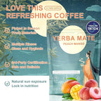 Yerba Mate Instant Tea Powder, 3-in-1 Super Drink - Clean Energy, Brain Fog Buster | Pure Natural Extract, Focus and Gut Health Support, Yerba Mate Peach Mango 0.72 lb