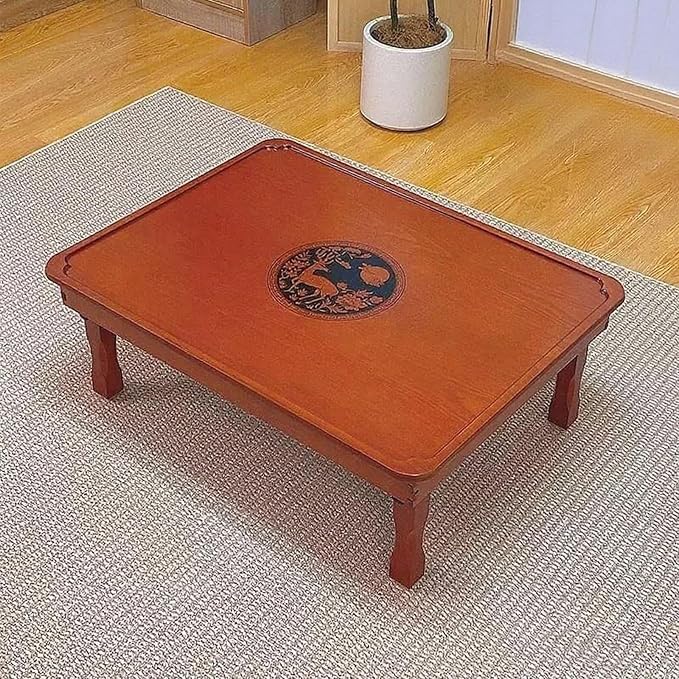 Rectangle Folding Coffee Table, Solid Wood Low Table Meditation Table by Unknown