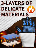 BBQ Oven Gloves, 1472℉ 3-Layers Heat Resistant Oven Mitts Silicone Non-Slip Cooking Gloves for Barbecue, Grilling, Baking, Welding, Smoker (A Pair) (Blue)