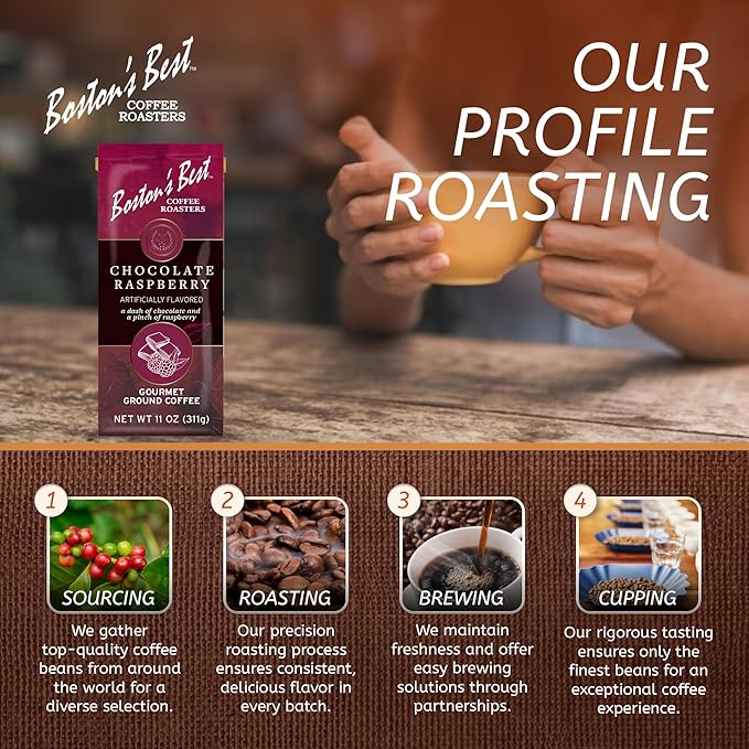 Boston’s Best Coffee – Chocolate Raspberry Flavored Gourmet Ground Coffee – Medium Roast – 11 oz