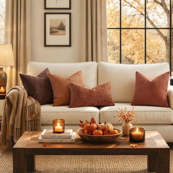 MIULEE Fall Decorative Rust Couch Throw Pillow Covers 18x18 Inch 2 Pack | - Image 2