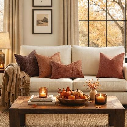 MIULEE Fall Decorative Rust Couch Throw Pillow Covers 18x18 Inch 2 Pack | - Image 2