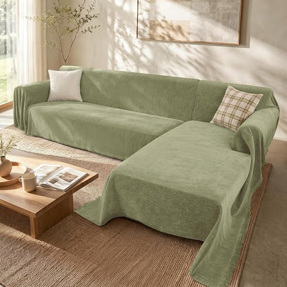 2 Pieces Sectional Couch Covers L Shaped Cover XL Light Sage | Thick Washable by Unknown