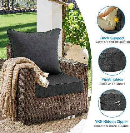 Sunbrella Outdoor Deep Seat & Back Cushion Set, 24 x 24 Inch Water Repellent - Image 6