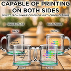 Custom Libbey Clear Glass Coffee Mugs 13 oz. Set of 100, Personalized Bulk Pack - Perfect for Coffee, Tea, Espresso, Hot Cocoa, Other Beverages - Green Bottom