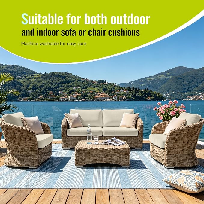 8Pcs Outdoor Cushion Covers, Stretch Patio Furniture Couch Chair Slipcovers | - Image 7