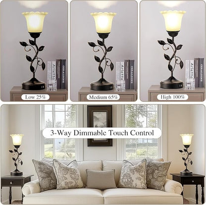 Set of 2 Touch Bedside Vintage Lamps - Image 2