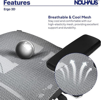 Nouhaus Ergo3D Ergonomic Office Chair Lumbar Support Mesh Office Chair - Image 8