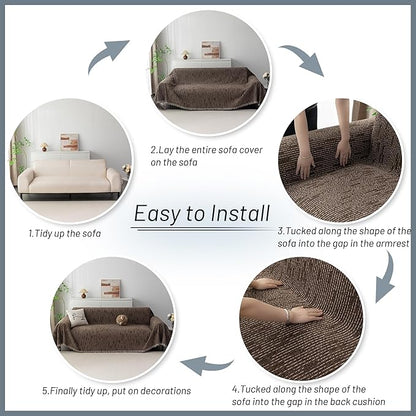MYSKY HOME Boho Couch Cover Deep Chocolate Sofa Covers Washable, Farmhouse Sofa - Image 7