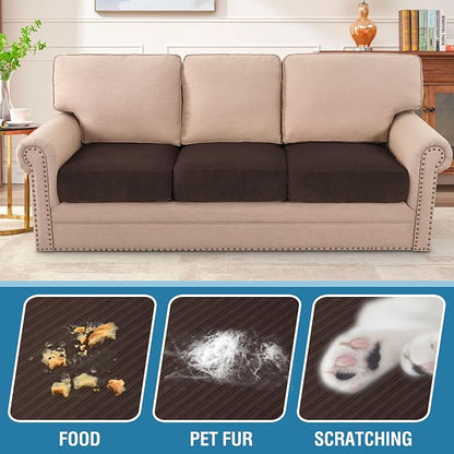 H.VERSAILTEX Velvet Stretch Couch Cushion Cover Plush Cushion Slipcover - Image 3