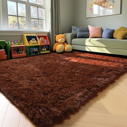 Brown 8x10 Area Rugs for Living Room, Large Fluffy Shag Bedroom Rug, Soft Plush - Image 7