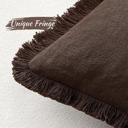 MIULEE Linen Decorative Fall Euro Throw Pillow Covers Dark Brown 26x26 | Set of - Image 4