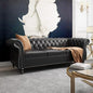 Mid-Century 3 Seater Sofa, Faux Leather Couch by YUCHIATHSoulFurniture