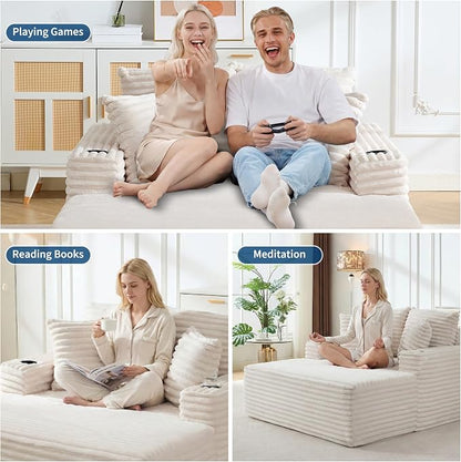 IDEALHOUSE 64" Oversized Chaise Lounge Chair Indoor, Upholstered Boneless Sofa - Image 8