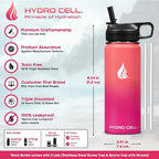 HYDRO CELL Stainless Steel Insulated Water Bottle with Straw - For Cold & Hot Drinks - Metal Vacuum Flask with Screw Cap and Modern Leakproof Sport Thermos for Adults (Coral/Punch 18oz)