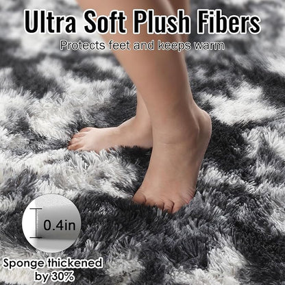 Black White Grey Bedroom Rugs 4x6 Ft, Soft Fuzzy Plush Indoor Floor Area Rug | - Image 7
