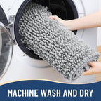 Arotive Luxury Chenille Bathroom Rug Mat, Extra Soft Thick Absorbent Shaggy Bath Rugs, Non-Slip Machine Wash Dry, Plush Bath Mats for Bathroom, Shower and Tub, 50x30, Light Grey