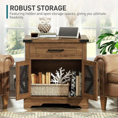 RALGEND Walnut Farmhouse End Table - Image 6