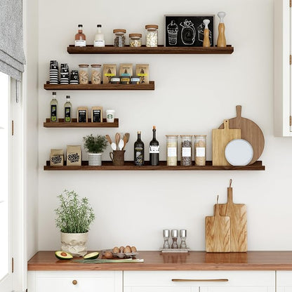 Floating Shelves for Wall, 16 inch Wood Floating Shelves Set of 2, Picture - Image 4