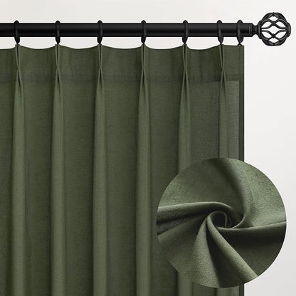 Pleated Linen Curtains 105 Inches Long by Topfinel