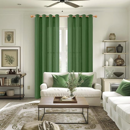 YoungsTex Forest Green Linen Curtains 80 Inches Long - Image 2