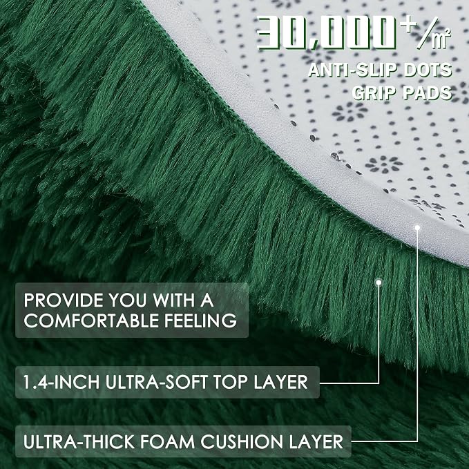 OLANLY Dark Green Round Rugs for Bedroom - Image 7