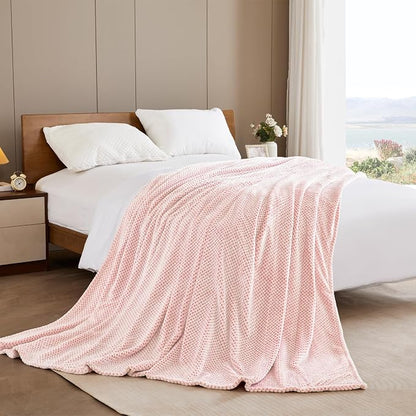 Exclusivo Mezcla Soft Waffle Fleece Bed Blanket King Size, Heather Pink | - Image 5