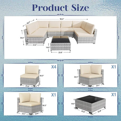 KIGOTY 7-Piece Patio Furniture Set, All-Weather PE Rattan Outdoor Sectional Sofa - Image 3