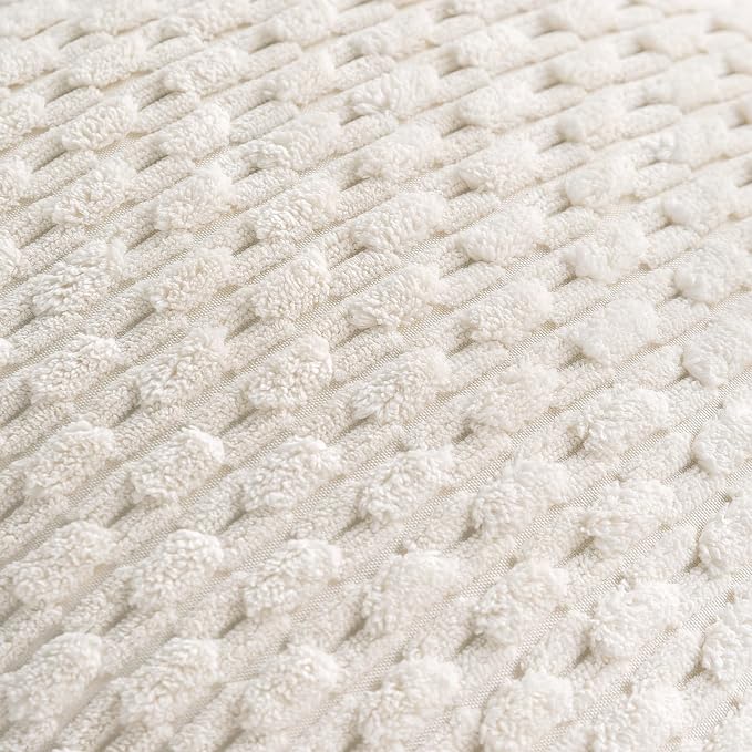Set of 4 Grey White Taupe Decorative Throw Pillow Covers 24x24 Inch Corduroy - Image 7