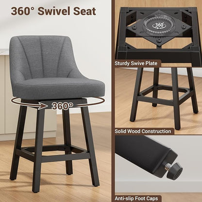 YaFiti Swivel Bar Stool 1 Pcs, 26 Inch Counter Height Bar Stools - Image 4