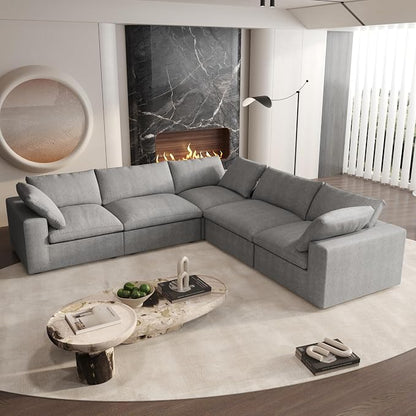 Cloud Couch Modular Sectional Sofa, 5 Seater Minimalist Deep Couches, Sofa by SofaFurniture