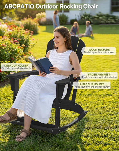 Outdoor Oversized Adirondack Rocking Chairs, All Weather HDPE Patio Rocking - Image 3