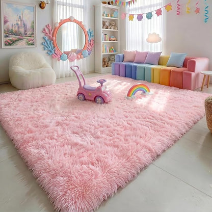 Amdrebio Pink Large Fluffy Plush Big Rug 9x12 - Image 4