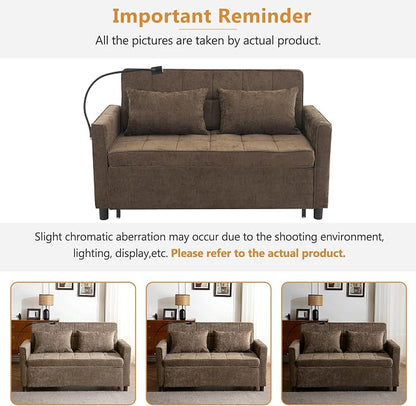3 in 1 Convertible Sleeper Sofa Bed, 56.9" Small Pull Out Couch Bed - Image 9