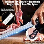 12-Inch Slicing Carving Knife with Unique Grip Ring & Non-slip Serrated Spine | Ultra-Sharp High-Carbon Stainless Steel Blade & Damascus Pattern for Brisket Meat Cutting | Pakka Wood Handle