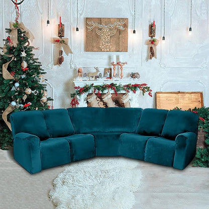 LightInTheBox 7-Piece Velvet Stretch Reclining Couch Covers 5 Seats Corner Sofa - Image 2