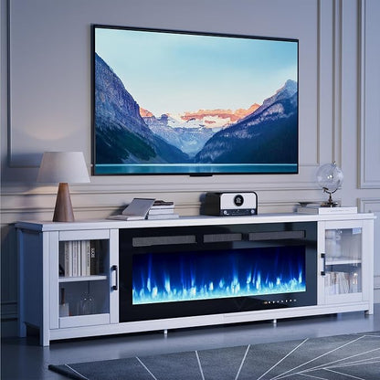 MXV 80" Fireplace TV Stand, Modern Entertainment Center - Image 2