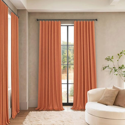 Burnt Orange Blackout Curtains for Living Room 108 Inches Long 2 Panels Back - Image 2