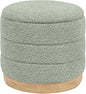 Round Storage Ottoman with Reversible Tray Lid, Folding Chenille Fabric by ZOLANOful