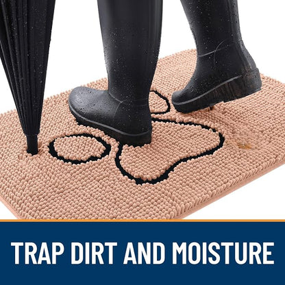 OLANLY Dog Door Mat for Muddy Paws 36x24, Paw Print Design Chenille Mud Mat | - Image 2