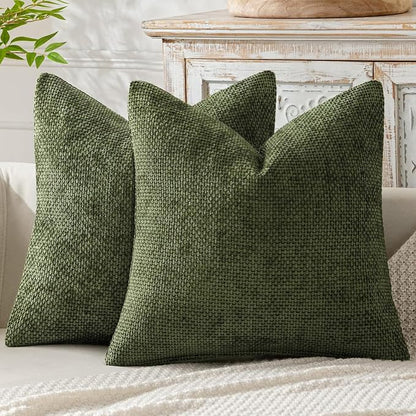 MIULEE Decorative Couch Throw Pillow Covers 20x20 Inch Olive 2 Pack | Modern by MIULEE