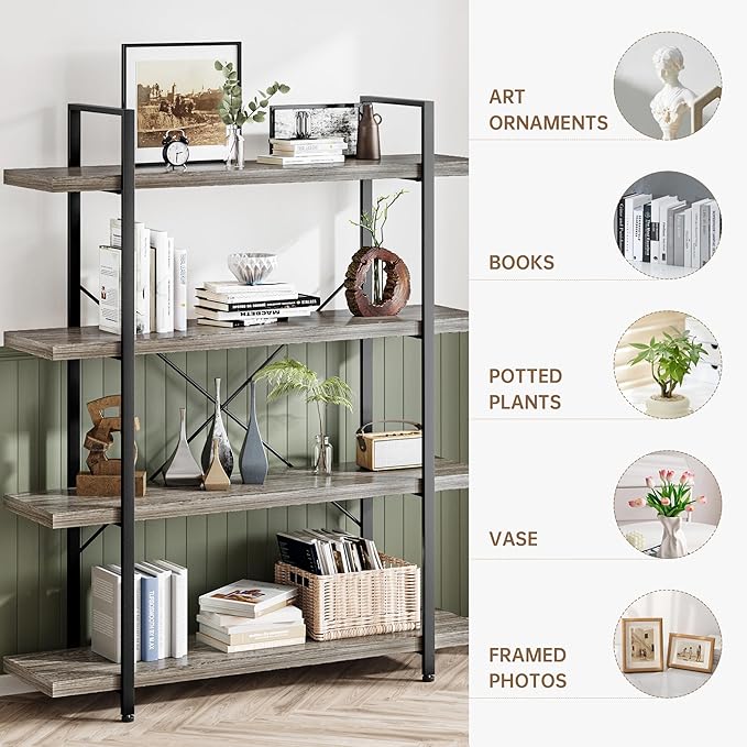 OtterOasis Heavy Duty 4-Tier Industrial Bookcase, 120lbs Shelf Capacity - Image 3